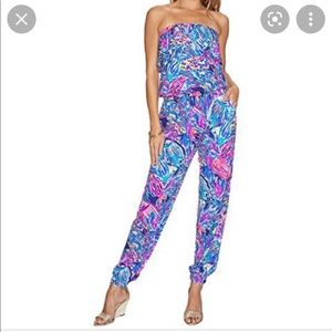 Lily Pulitzer strapless jumpsuit.